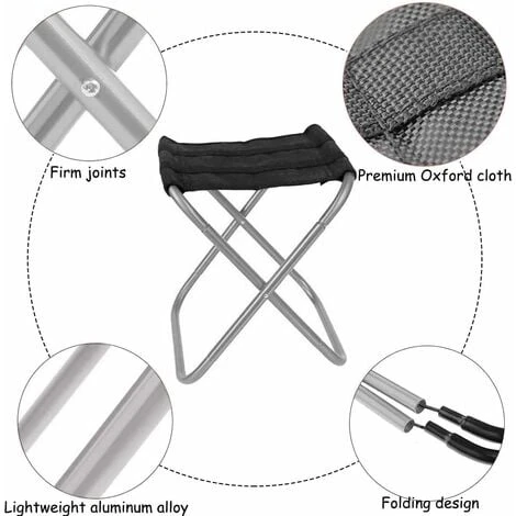 Tabouret Pliant D'extérieur,Triomphe Tabouret Pliant En Alliage D'aluminium, Mini Tabouret Pliant Portable, Ultra Léger, Avec Sac De Rangement, Pour La Pêche, Le Camping, Le Barbecue En Plein Air, Les – Image 3