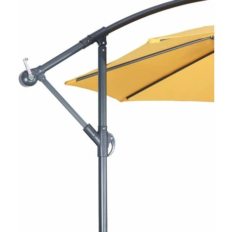 Parasol Déporté Rond 3x3m - Hardelot - Moutarde - Manivelle Anti-retour Toile Déperlante Facile à Utiliser – Image 4
