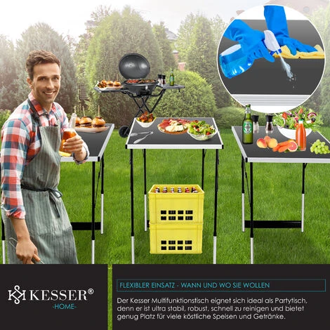KESSER® Table Multifonctions Professionnelle 3 Pièces, 100 X 60 Cm, Table à Tapisser 30 Kg De Charge Par Table Avec Fonction De Rallonge Table Pliante Table De Brocante Table D’appoint Table Polyvalen – Image 4