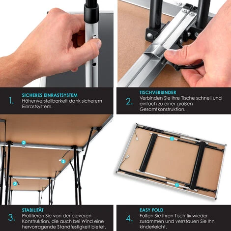 KESSER® Table Multifonctions Professionnelle 3 Pièces, 100 X 60 Cm, Table à Tapisser 30 Kg De Charge Par Table Avec Fonction De Rallonge Table Pliante Table De Brocante Table D’appoint Table Polyvalen – Image 5