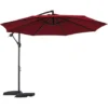 Parasol Déporté 3M Parasol De Jardin Avec Manivelle, Inclinable, Pivotant Pour Terrasse Plage, Vin Rouge - Mondeer