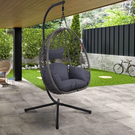 Fauteuil Suspendu Avec Coussins Pour Jardin Et Terrasse Lindud Moon – Image 2
