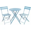SVITA Meubles De Balcon Bistroset Chaise Table Jardin Bistro Café Métal Meubles Pliants Bleu Set