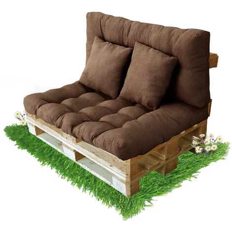 Coussins Pour Canapé Palette -Lot De 4 Coussins Pour Canapé Palette Intérieur/extérieur - Assise 120 X 80 X 10 Cm + Dossier 120 X 50 X 10 Cm + 2 Coussins Carrés - Coussin De Confort Pour Canapé Palett