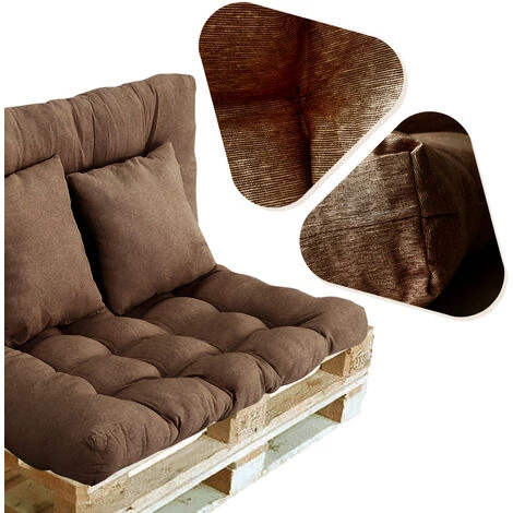 Coussins Pour Canapé Palette -Lot De 4 Coussins Pour Canapé Palette Intérieur/extérieur - Assise 120 X 80 X 10 Cm + Dossier 120 X 50 X 10 Cm + 2 Coussins Carrés - Coussin De Confort Pour Canapé Palett – Image 3