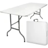 Table De Camping- Pique Nique - Pliable - Système De Transport Pratique - 180x70x74 Cm - Blanc - MaxxGarden.