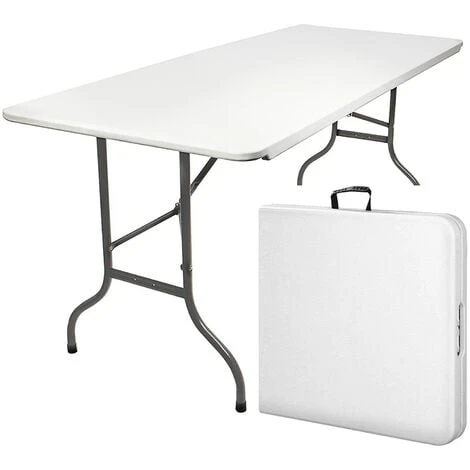 Table De Camping- Pique Nique - Pliable - Système De Transport Pratique - 180x70x74 Cm - Blanc - MaxxGarden.