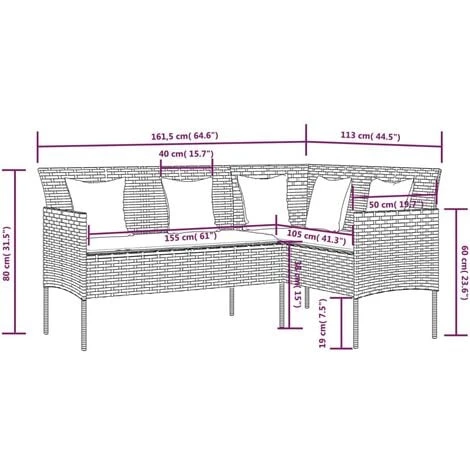 Canapé D'extérieur En L Avec Coussins Résine Tressée Marron VidaXL – Image 3