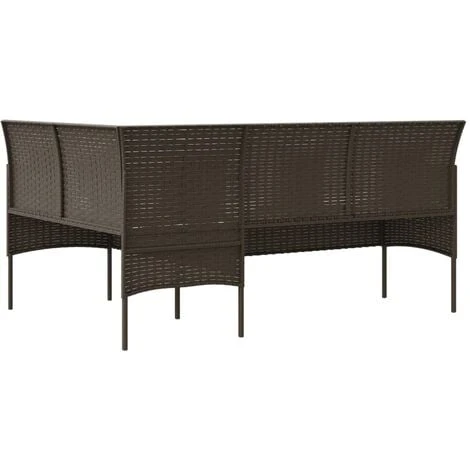 Canapé D'extérieur En L Avec Coussins Résine Tressée Marron VidaXL – Image 5