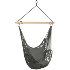 Fauteuil Suspendu Bohème 2 Coussins Gris Design Macramé