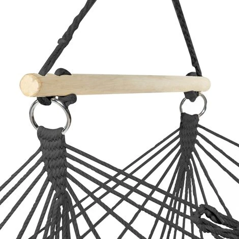 Fauteuil Suspendu Bohème 2 Coussins Gris Design Macramé – Image 3