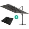 Parasol Jardin Déporté Alu Sun 4 - Rectangle - 3 X 4 M - Gris - Dalles à Lester Incluses