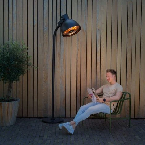 Chauffage De Terrasse 2000W - Avec Télécommande - Élément Chauffant Infrarouge Halogène - 3 Niveaux De Chaleur Différents - Vesuvio – Image 3