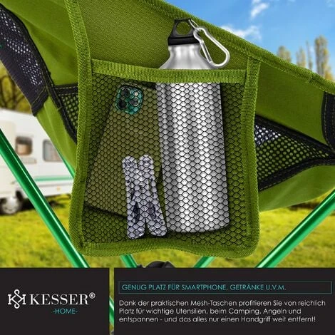 KESSER® Chaise De Camping Pliable Rabattable Avec Grand Dossier Chaise De Pêche Transportable Chaise De Camping Chaise Pliante Jusqu’à 120 Kg Chaise De Plage Chaise De Pêche Tabouret Pliant Avec – Image 3