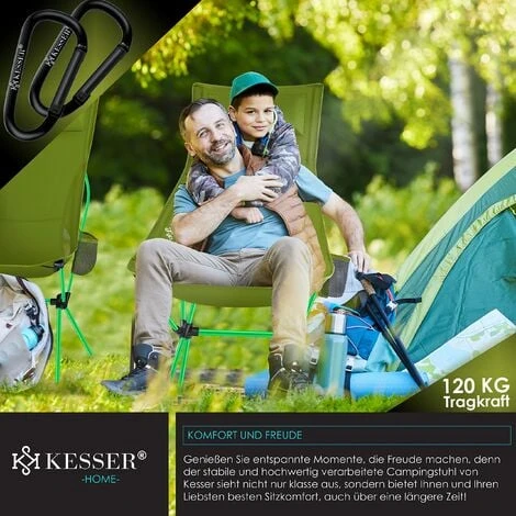 KESSER® Chaise De Camping Pliable Rabattable Avec Grand Dossier Chaise De Pêche Transportable Chaise De Camping Chaise Pliante Jusqu’à 120 Kg Chaise De Plage Chaise De Pêche Tabouret Pliant Avec – Image 5