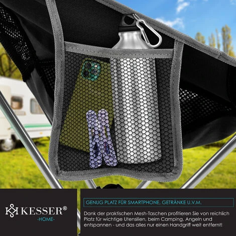 KESSER® Chaise De Camping Pliable Rabattable Avec Grand Dossier Chaise De Pêche Transportable Chaise De Camping Chaise Pliante Jusqu’à 120 Kg Chaise De Plage Chaise De Pêche Tabouret Pliant Avec – Image 3