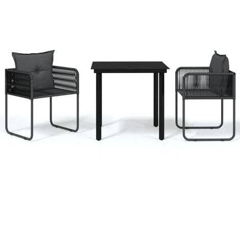 Ensemble De Salle à Manger De Jardin 3 Pcs Noir VidaXL