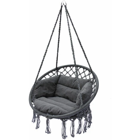 Balançoire Fauteuil Suspendu Ø 80 Cm Incl. Coussin - Couleur : Gris Foncé
