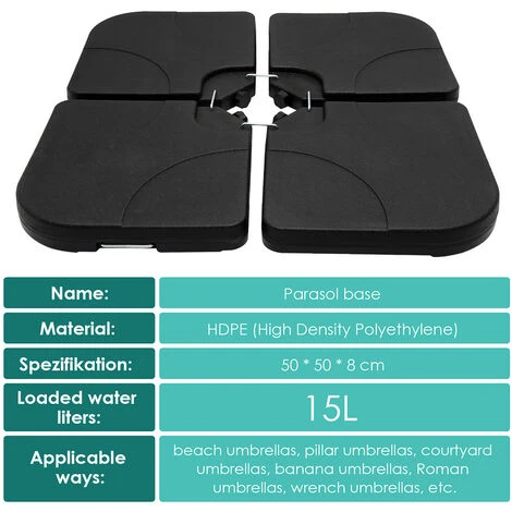 Randaco Pied De Parasol Parasol Porte-parapluie Parasol De Jardin Remplissable 100kg – Image 2