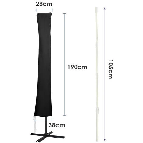 Randaco Housse De Parasol Coloris Au Choix Housse De Protection Parasol Protection UV Salon De Jardin Balcon,noir – Image 2