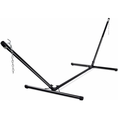 DREAMADE Support De Hamac En Fer Robuste Avec 2 Chaînes De Suspension, Pour Jardin, Balcon, Patio, Camping, 325X100X106CM, Charge Maximale 150KG, Noir