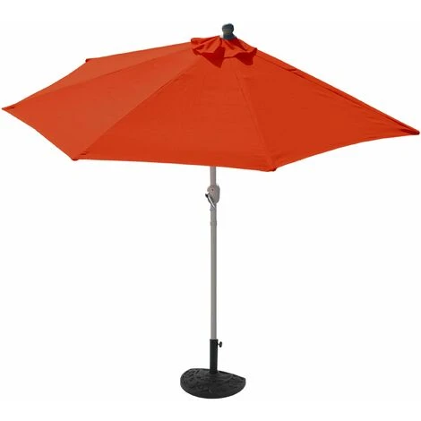 Demi Parasol Semi-circulaire Balcon Terrasse UV 50+ Polyester/aluminium 3kg Avec Une Portée De 300 Cm Terracotta Avec Support