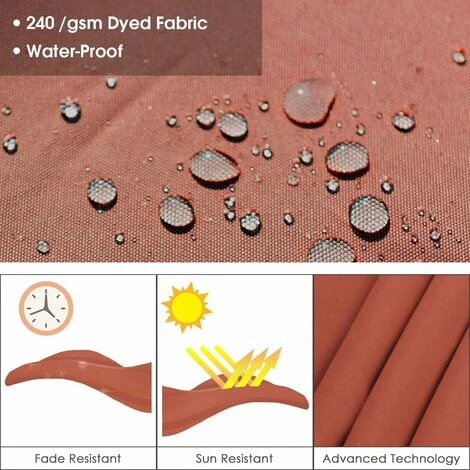 COSTWAY Parasol Déporté Carré 3M Avec Base En Croix Poteau En Aluminium Rotatif à 360° Manivelle Inclinable 8 Baleines Orange – Image 5