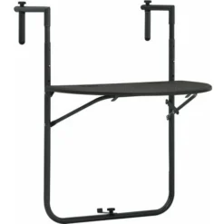 VIDAXL Table De Balcon En Plastique Rotin En Plastique Hauteur Réglable Diverses Couleurs Table De Balcon Marron 60x64x83,5 Cm Plastique Aspect De Rotin Couleur : MARRON