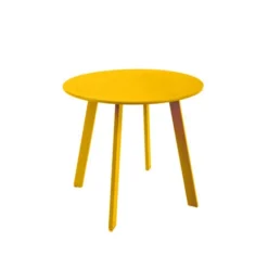 Table D'appoint, Table Basse Ronde De Jardin Jaune En Acier Epoxy 49X45CM- Meuble De Jardin