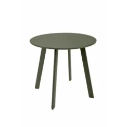 Table D'appoint, Table Basse Ronde De Jardin Kaki En Acier Epoxy 49X45CM- Meuble De Jardin