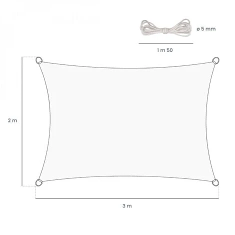 Voile D'ombrage Rectangulaire Imperméable Et Anti-UV - 2 X 3 M - Taupe - Linxor – Image 2