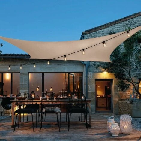 Voile D'ombrage Rectangulaire Imperméable Et Anti-UV - 2 X 3 M - Taupe - Linxor – Image 4