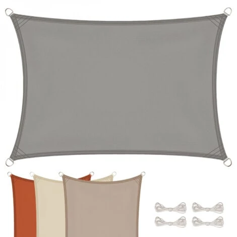 Voile D'ombrage Rectangulaire Imperméable Et Anti-UV - 2 X 3 M - Gris - Linxor