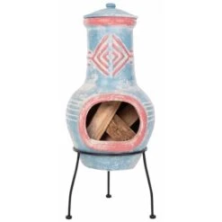 INLIFE RedFire Chemin¨e Colima Argile Bleu Marine/rouge 86031