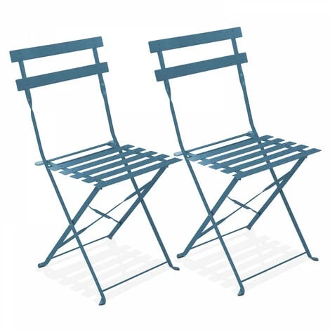 Lot De 2 Chaises Pliantes En Acier Bleu Pacific