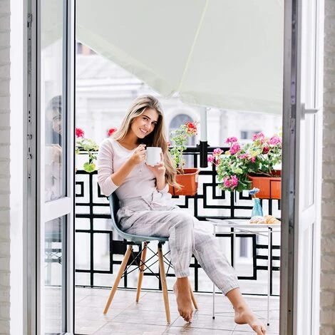 Porte-parapluie Pour Garde-corps De Balcon Carré, Taille De Tube 19-38 Mm, Acier, Support, 15,5 Cm, Noir – Image 2