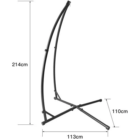 Support Pour Fauteuil Suspendu 214 Cm Soutien Pour Accrocher Balancelle Et Chaises Suspendues En Acier Couleur Noir Poids Max Supporté 120 Kg Pour Internes Et Externes – Image 3