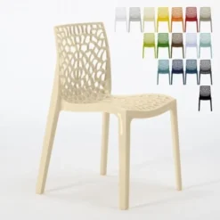 Chaise De Cuisine Bar Café En Polypropylène Nid D'abeille Gruvyer Grand Soleil Couleur: Beige