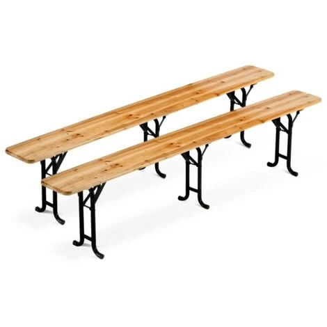 Table De Brasserie Bancs En Bois 3 Pieds Pliants Festival Jardin 220x80 – Image 3