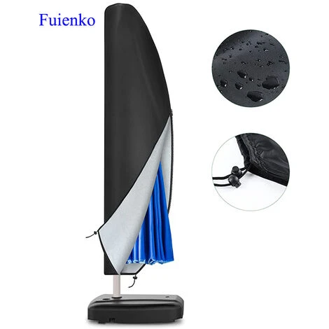 Housse De Protection Pour Parasol Déporté, Pour Parasol De Jardin à Mât Excentré En 210D 265 X 40 / 70 / 50cm Noir FUIENKO