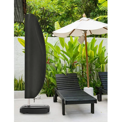 Housse De Protection Pour Parasol Déporté, Pour Parasol De Jardin à Mât Excentré En 210D 265 X 40 / 70 / 50cm Noir FUIENKO – Image 3