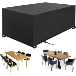 Housse Pour Table De Jardin, Housse De Protection Bâche Imperméable Pour Meubles Jardin Et Hivernage Mobilier 180 X 120 X 74cm Noi