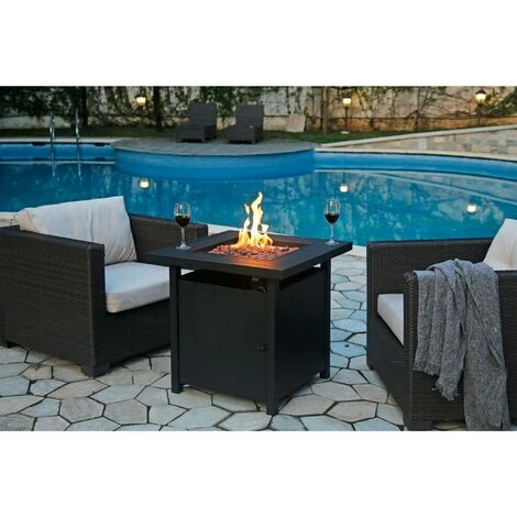 Braséro à Gaz,chauffage De Gaz Extérieur Pour Jardin Et Terrasse,–véritable Flamme 5000BTU,Chauffage D'appoint .Thermostat Bali Outdoors Foyer à Gaz Avec Pierres De Lave – Image 5