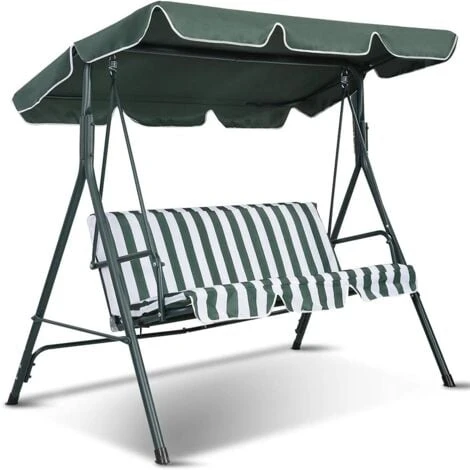 RELAX4LIFE Toit De Rechange Pour Balancelle, Toit De Balançoire Toile Épaisse à 160G/M2 Imperméable Et Anti-UV En Polyester (191x132CM, Vert) – Image 2