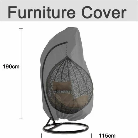 RHAFAYRE Housse De Fauteuil Suspendu Jardin Rotin Osier Fauteuil Suspendu Imperméable Housse Housse De Protection Pour Ufs Chaise Résistant à L'eau Et à La Poussière - 190 X115cm, Noir – Image 4