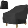 TRIP Housse Fauteuil Jardin Extérieur à Assise Profonde 210D Imperméable Couverture Pour Chaise Patio Anti UV Anti-Vent Avec Corde Ajustable,80x85x91cm (210D(Noir
