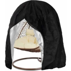 RHAFAYRE Housse De Protection Pour Chaises De Jardin - Housse Pour Fauteuil De Jardin - Fauteuil Suspendu Cocoon - Noir - Anti-UV - Anti-vent - Imperméable (Noire 230 X 200 Cm)