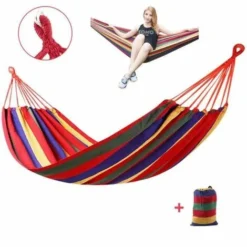 Hamac,Hamac Simple , 280x150cm Toile à Voile 2 Personnes 200kg De Charge Loisirs Patio Léger Camping - Rouge FUIENKO