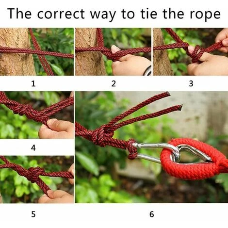 Hamac,Hamac Simple , 280x150cm Toile à Voile 2 Personnes 200kg De Charge Loisirs Patio Léger Camping - Rouge FUIENKO – Image 3