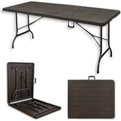 Table De Jardin Pliante 8 Personnes 180 Cm, Imitation Bois